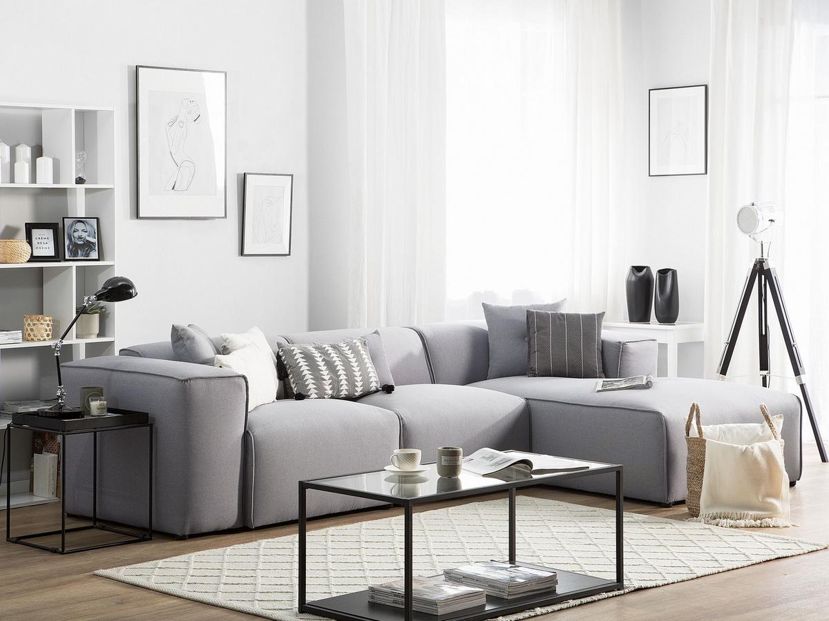 ECKSOFA Polsterbezug Hellgrau Dolva - Hellgrau, Textil (294/170cm) - Beliani