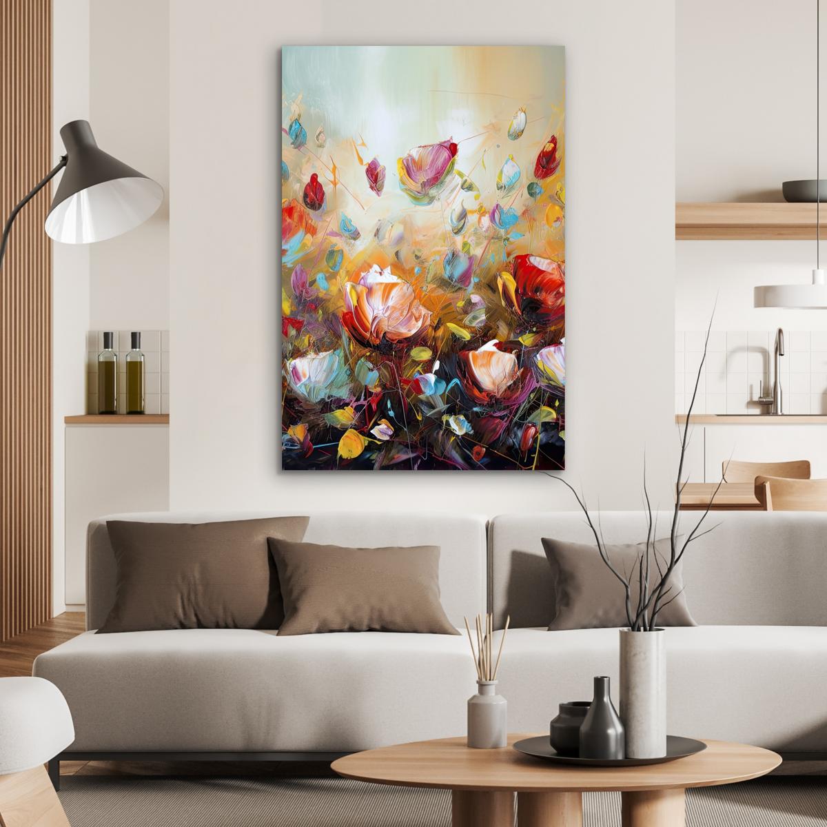 METALLBILD Blumen - Kunst - Natur - Ölgemälde 80x120 cm - Multicolor, Metall (80/120cm) - MuchoWow