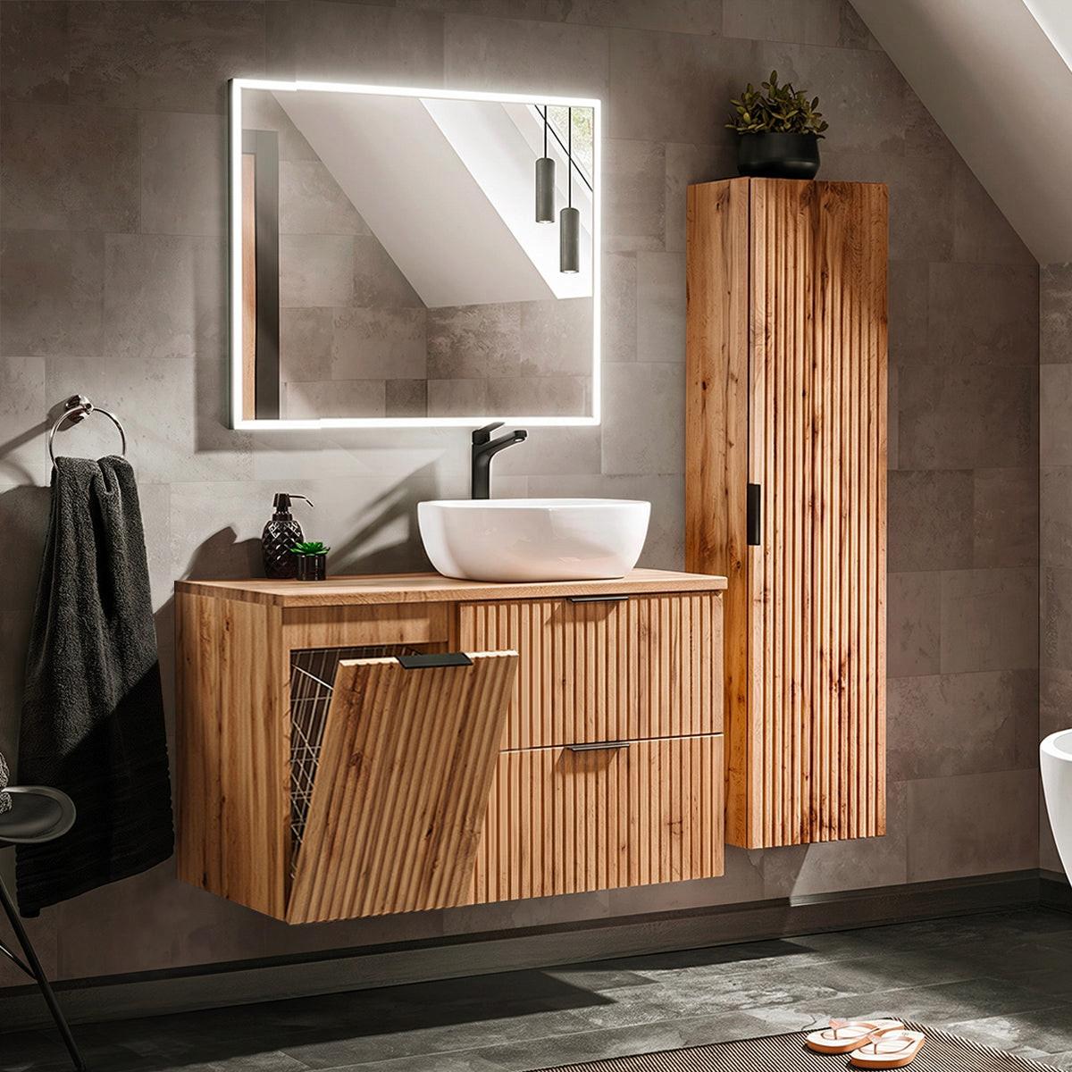 BADMÖBEL 100.8cm Adriel 2er-Set Holz - Braun, Holzwerkstoff (100.8/59/46cm) - Petits-meubles
