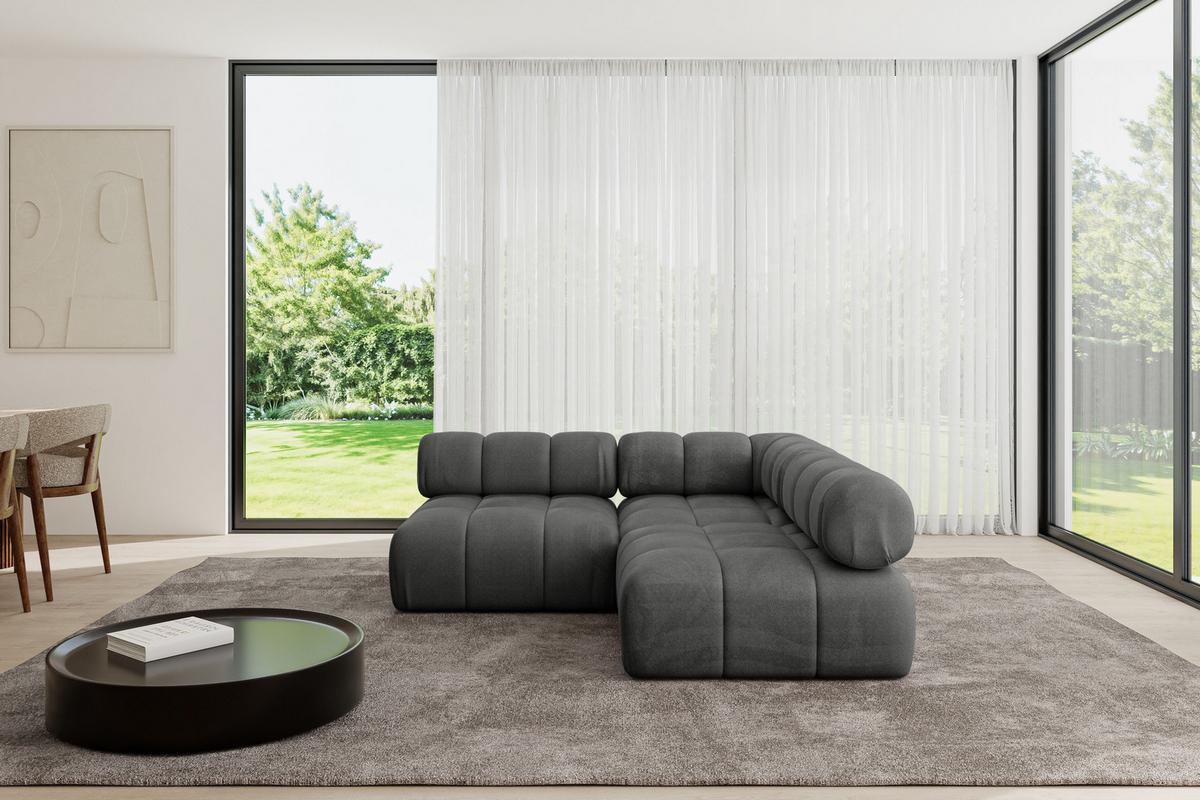 ECKSOFA modulares Sofa Samaro-L1 - 190x190x70 cm Dunkelgrau Velours - Dunkelgrau, Holzwerkstoff/Textil (190/190cm) - ALTDECOR