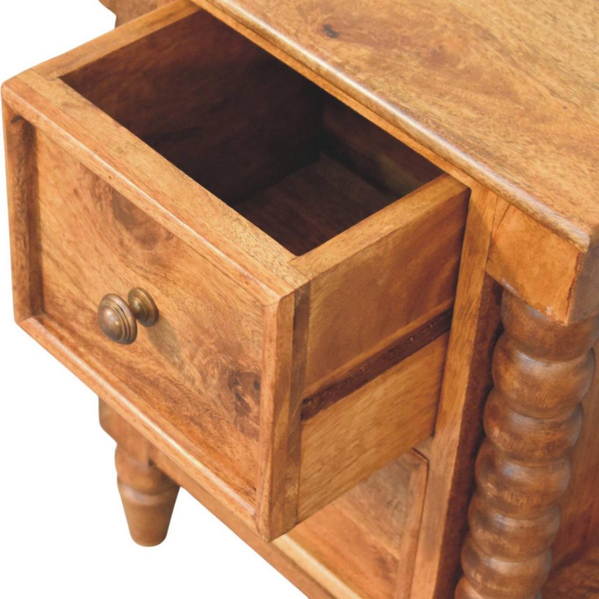 NACHTKASTEN Gerstendrehung, 2 Schubladen, Hellbraun - Hellbraun/Messingfarben, Holz/Metall (40/55/30cm) - Artisan Furniture