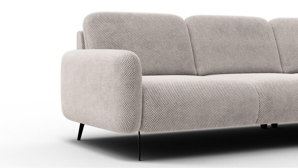 ECKSOFA FEBE 5-Sitzer rechts, beige - Beige/Schwarz, Holz/Textil (271/190cm) - Wozimo