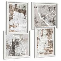 BILDER SET 4er Set - 50x50 cm & 40x60 cm Weißer Rahmen - Abstrakte Muster, weiß, braun - Weiß, Kunststoff (50/50cm) - TULUP