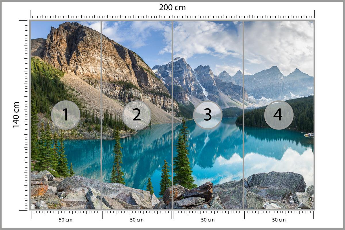 FOTOTAPETE für Wohnzimmer Bergsee Landschaft 3D 200x140 - Beige/Braun, Papier (200/140cm) - Muralo