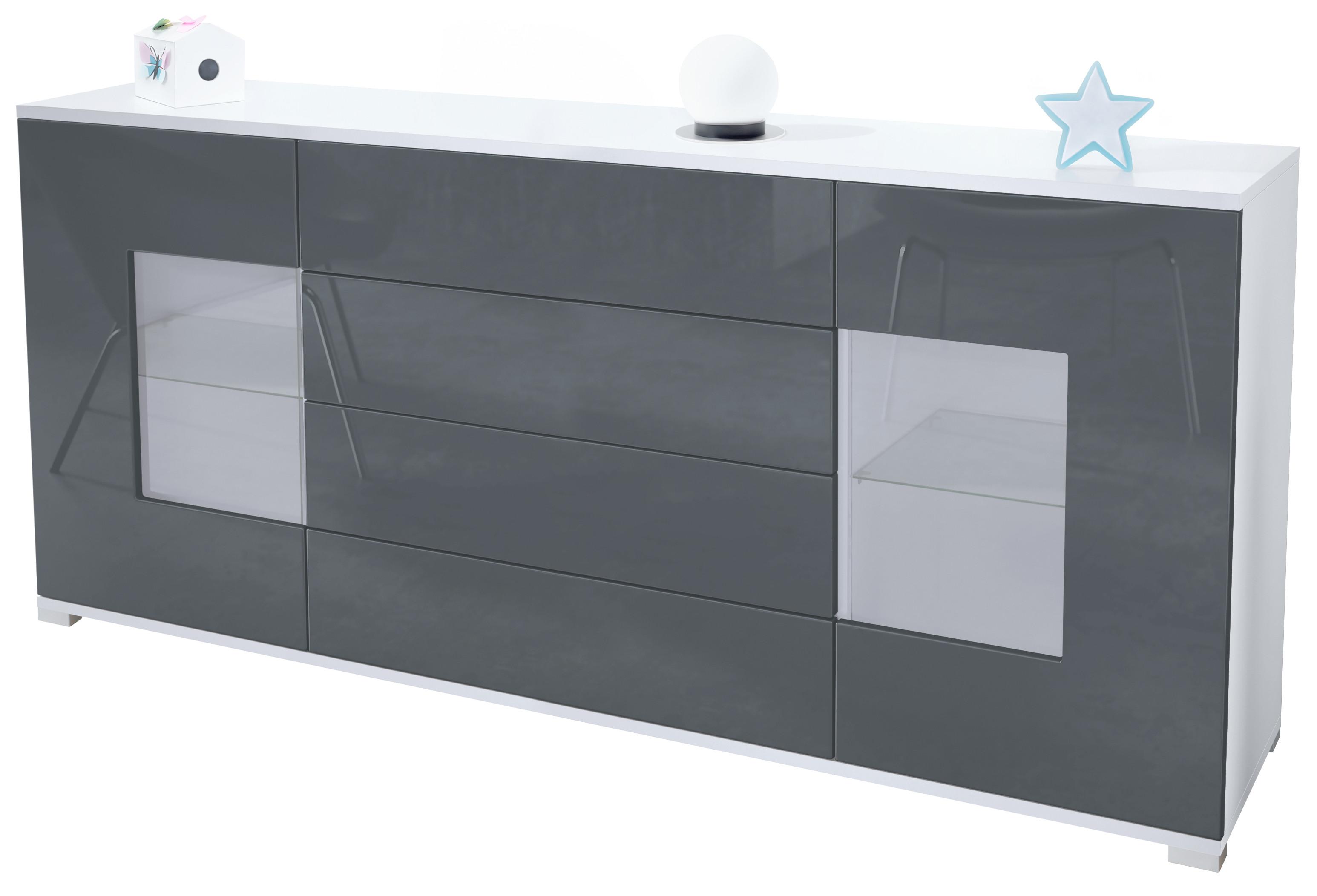 SIDEBOARD Grömitz Grau Hochglanz - Grau, Holzwerkstoff (166.5/75.5/35cm) - Vladon