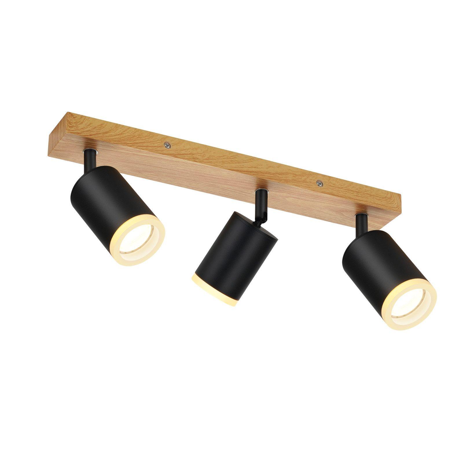 DECKENSTRAHLER Recklinghausen 3-flammig 41/6/15 cm - Schwarz, Holz (41/6/15cm) - Nettlife