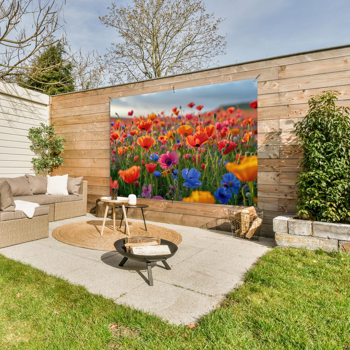 GARTENPOSTER Blumen - Mohnblumen - Farbenfroh - Natur Poster für draußen 180x120 cm - Dunkelorange, Kunststoff (180/120/0.2cm) - OnlyWow