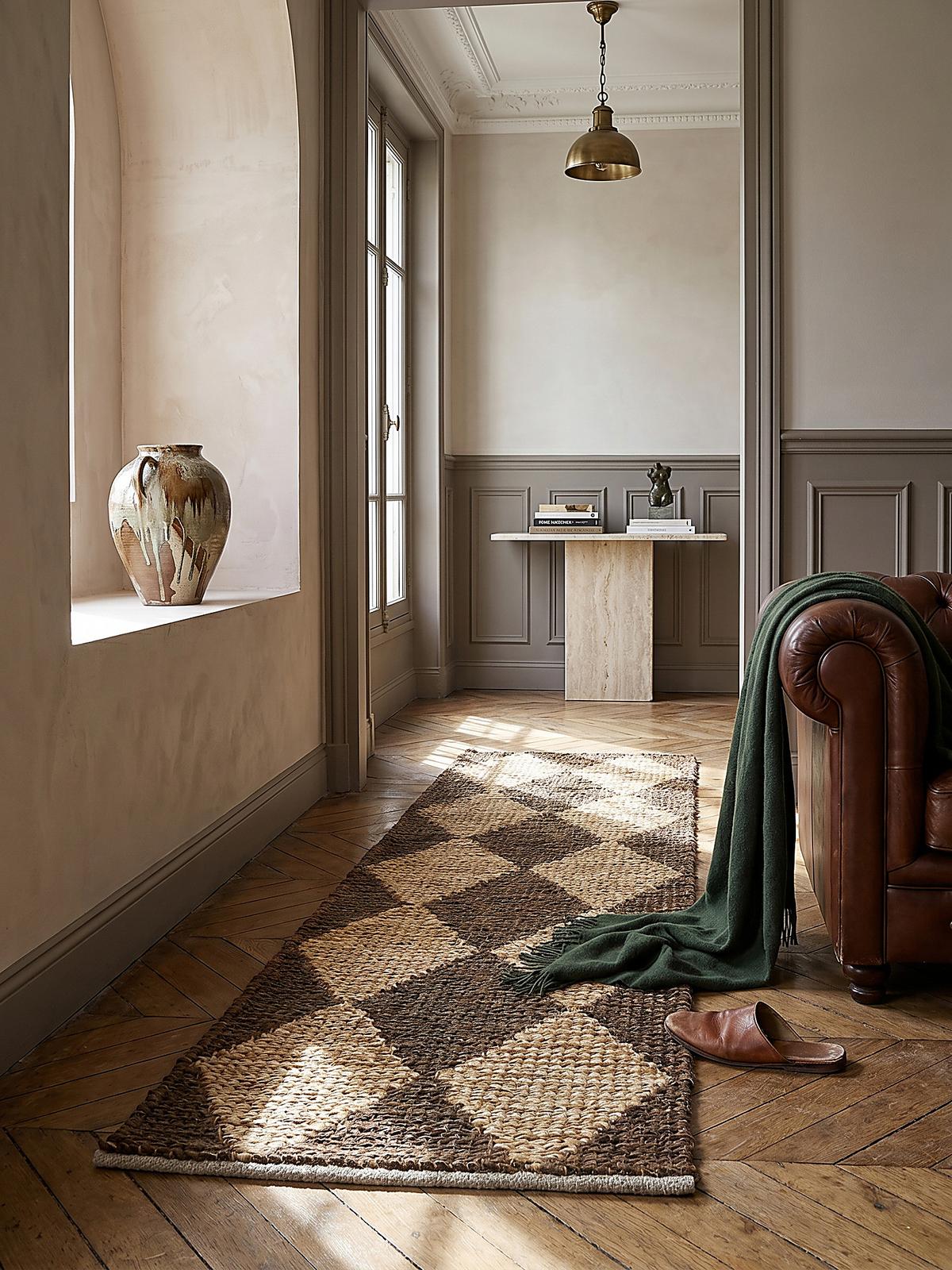 JUTETEPPICH BAIN, mit Rautenmuster, Braun, 80 x 230 cm - Braun, Textil (230/80cm) - KADIMA DESIGN