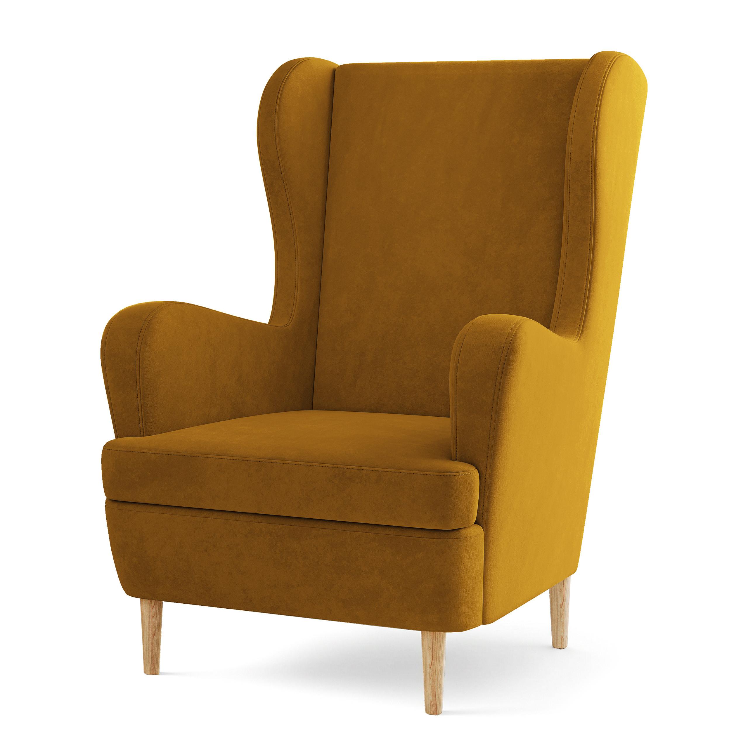 SESSEL VOGERA Ohrensessel Polstersessel, Gelb - Eichefarben/Gelb, Holzwerkstoff (78/103/85cm) - MASSENO