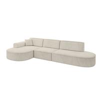 ECKSOFA Ottomane Links MARI-L2 - 328x171x79 cm Ecru Velours - Ecru/Schwarz, Holzwerkstoff/Kunststoff (328/171cm) - ALTDECOR