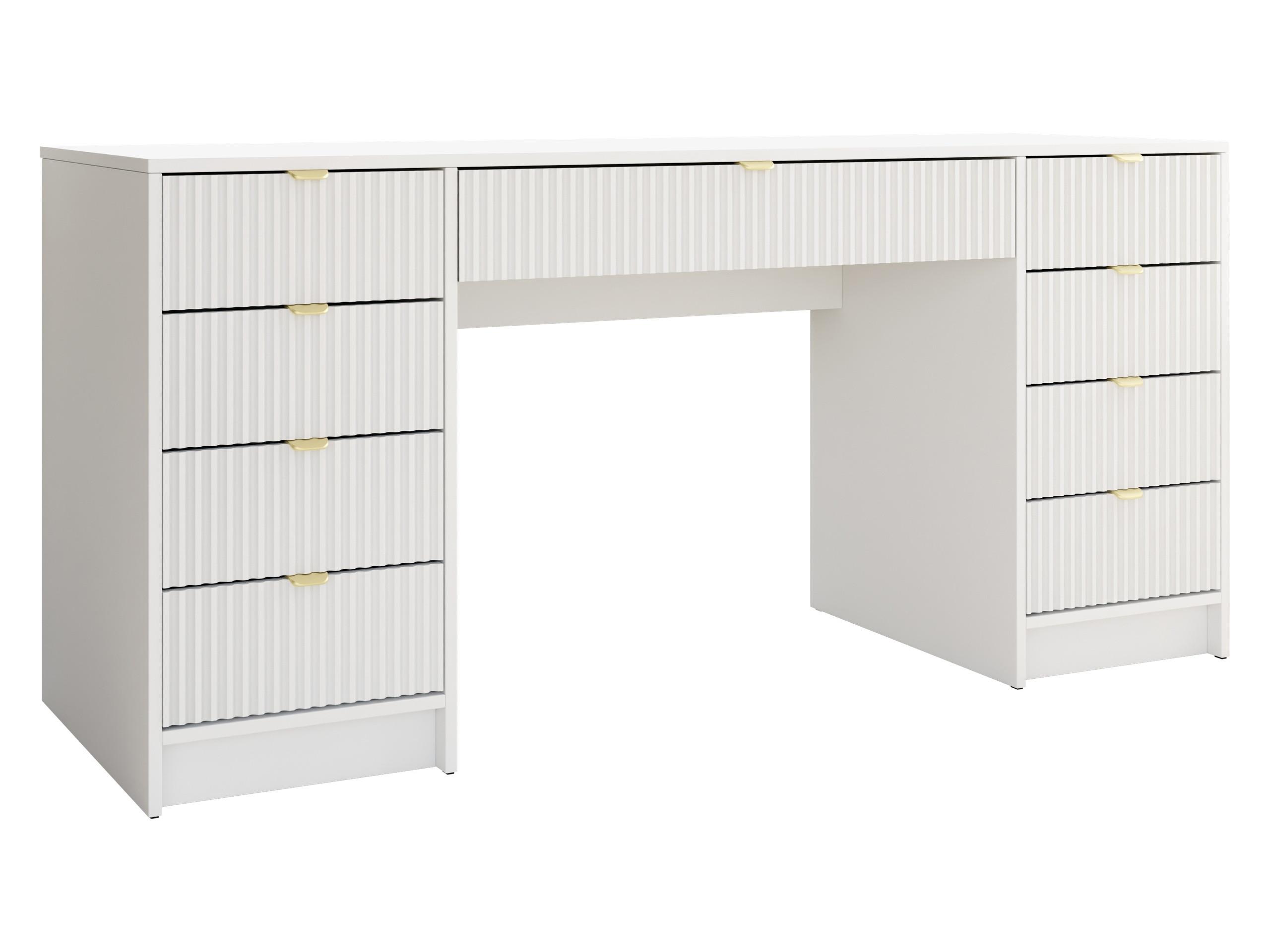 SCHREIBTISCH Tireno Bis - Goldfarben/Weiß, Holzwerkstoff/Metall (154/55/76cm) - MIRJAN24