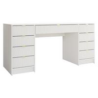 SCHREIBTISCH Tireno Bis - Goldfarben/Weiß, Holzwerkstoff/Metall (154/55/76cm) - MIRJAN24