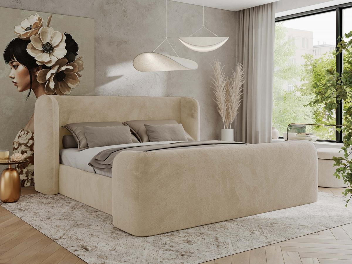 POLSTERBETT EMORA CLASSIC DUO 140/200 - Creme Plüsch - Multipocket-Matratze - Creme, Textil (140/200cm) - MKS