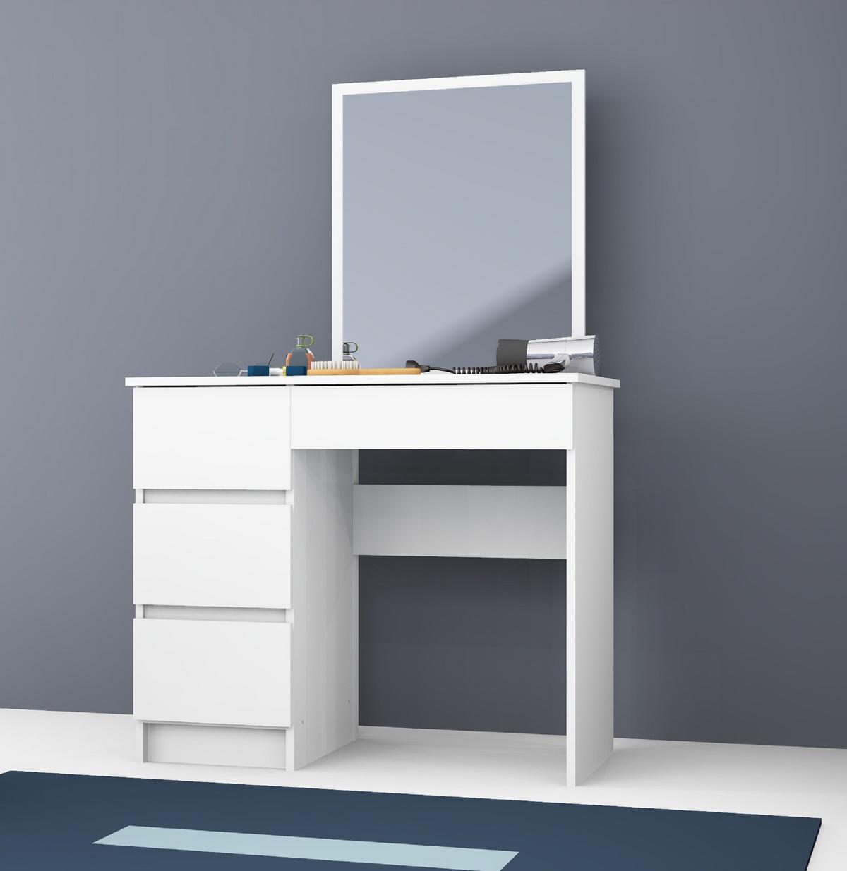 SCHMINKTISCH mit Spiegel - Weiß, Holzwerkstoff (90/142/50cm) - RAUMHIRSCH FURNITURE