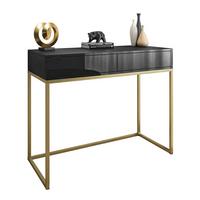 KONSOLE BLANCO GOLD II auf goldenem Gestell - Schwarz Hochglanz, Holzwerkstoff (42/100/81cm) - Lookway