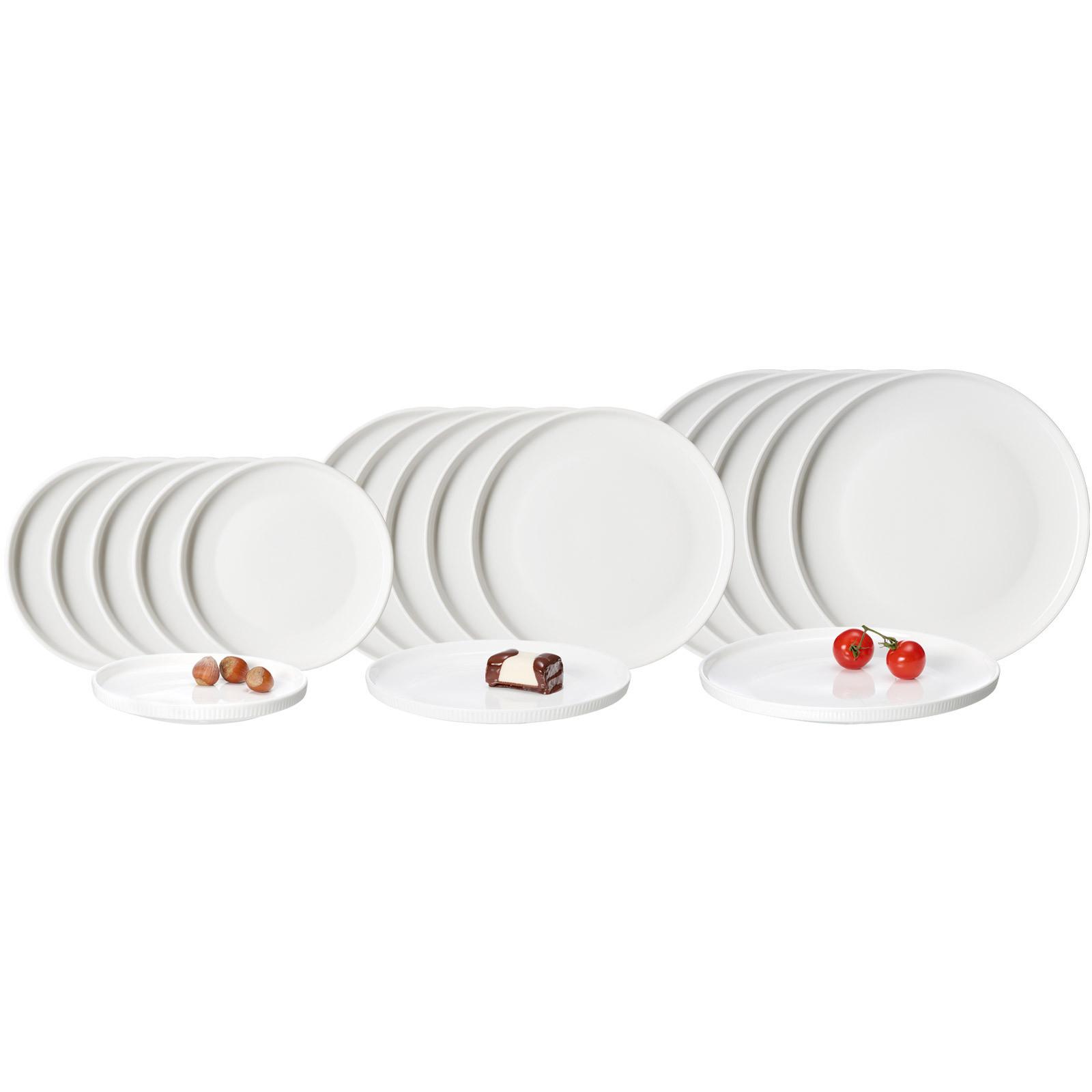 TELLER-SET Kelly weiß 18-tlg. - Weiß, Keramik (2/2/2cm) - Ritzenhoff Breker