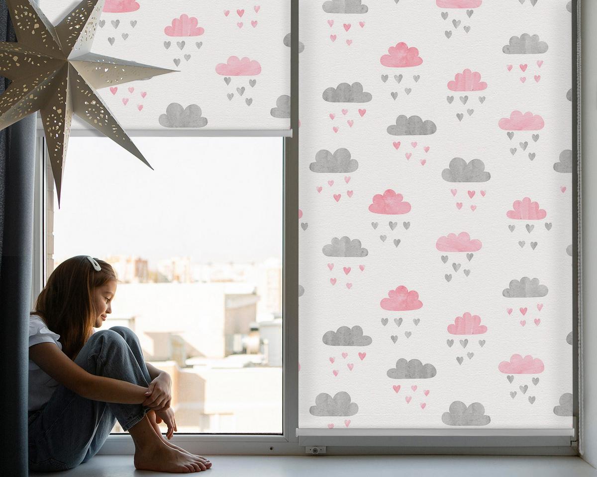 INNENROLLO - Fensterrollo - Rollo - 100x100 cm - Rosa und graue Wolken - Grau, Kunststoff (100/100/0.5cm) - TULUP