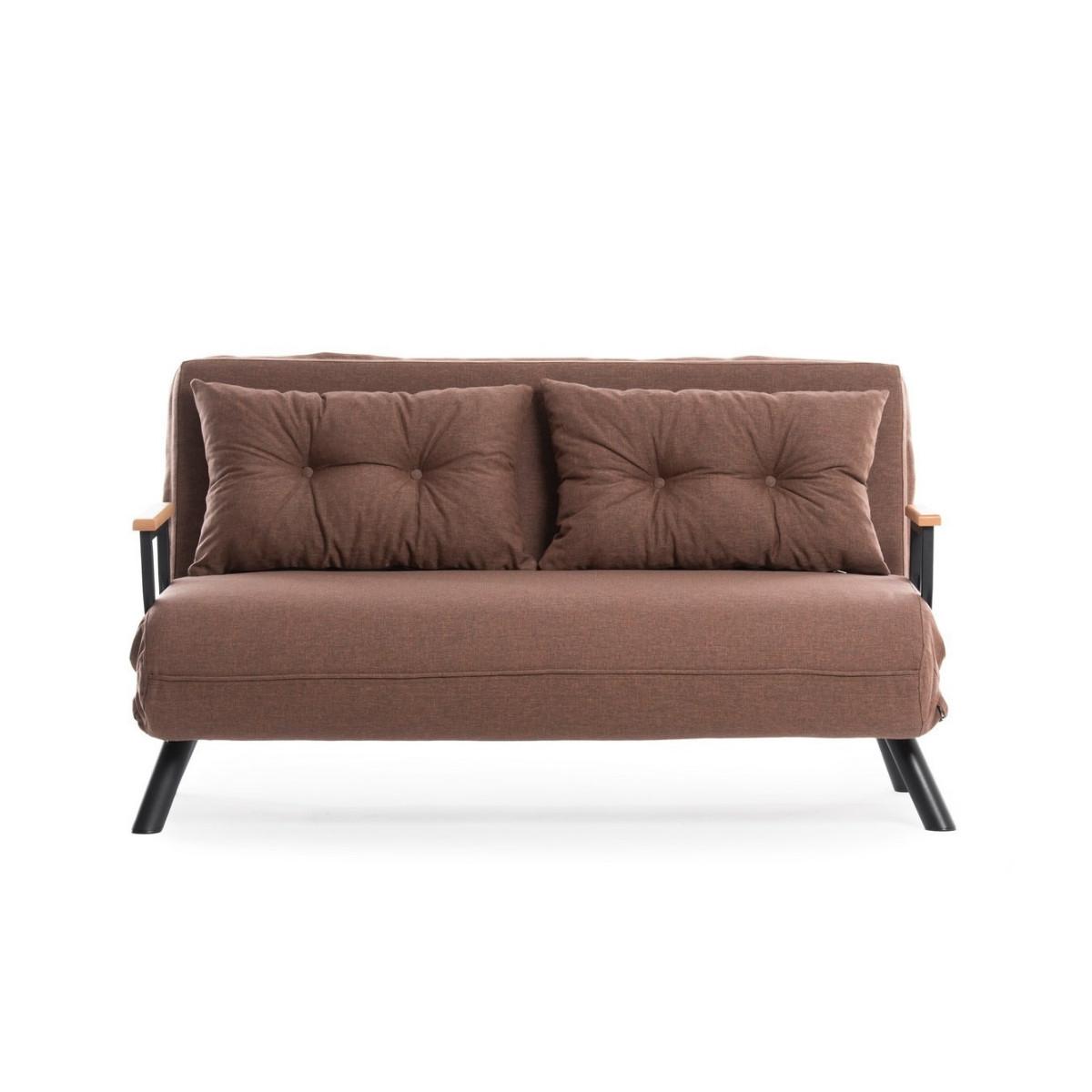 SCHLAFSOFA für 2 Personen mit Stoffbezug und Metallfüßen 133/50/41 cm - Braun, Metall (50/41/121cm) - Calicosy