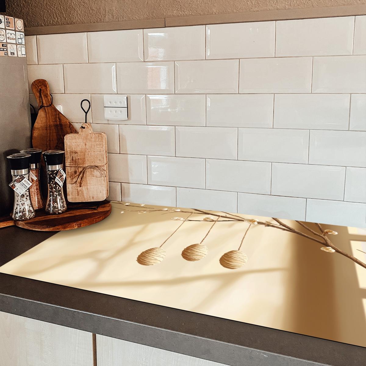 HERDABDECKPLATTE Beige - Osterkuchen - Eier Induktionsschutz 91.2x52 cm - Beige, Kunststoff (91.2/52/0.2cm) - MuchoWow