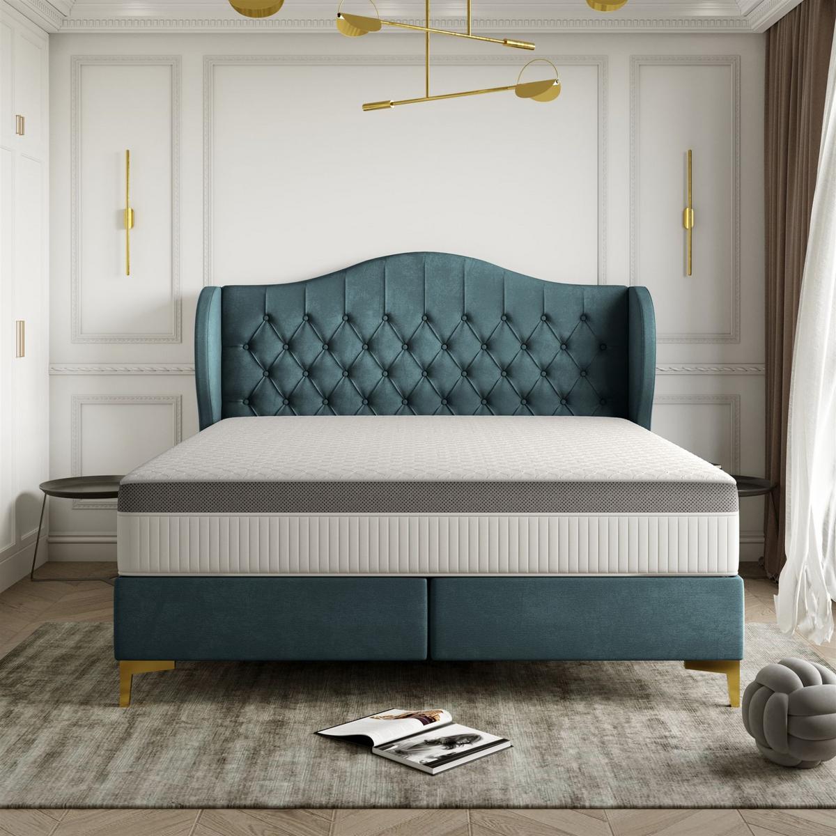POLSTERBETT Pelagio In Whisper - Blaugrau, Holzwerkstoff/Textil (180/200cm) - Fun Möbel