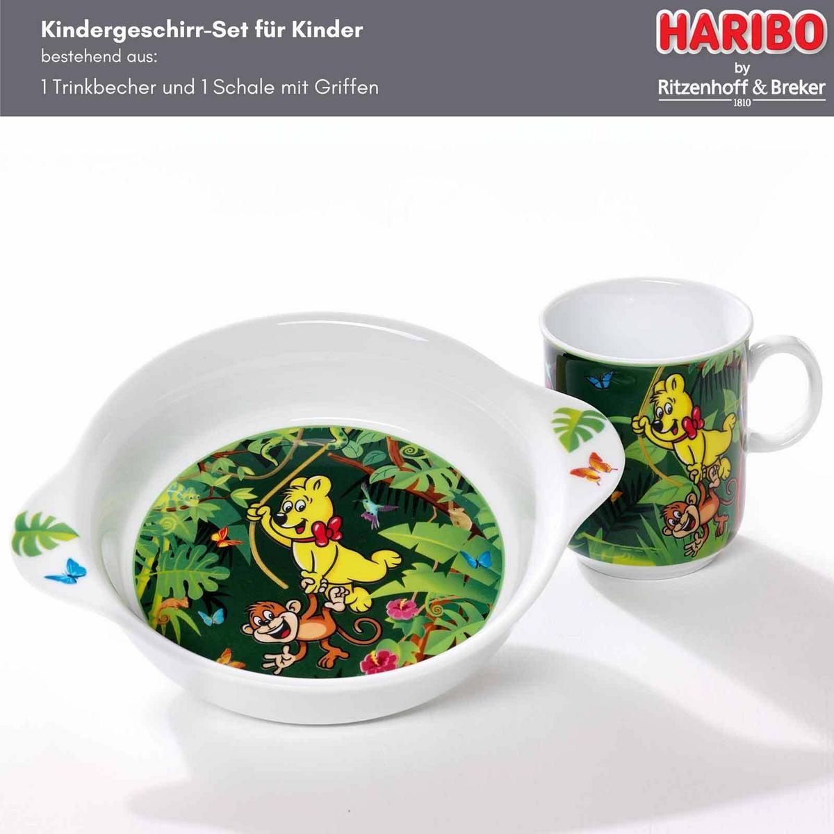 KINDERGESCHIRR-SET Haribo Jungle bunt - Multicolor, Keramik/Kunststoff (2/2/2cm) - Ritzenhoff Breker