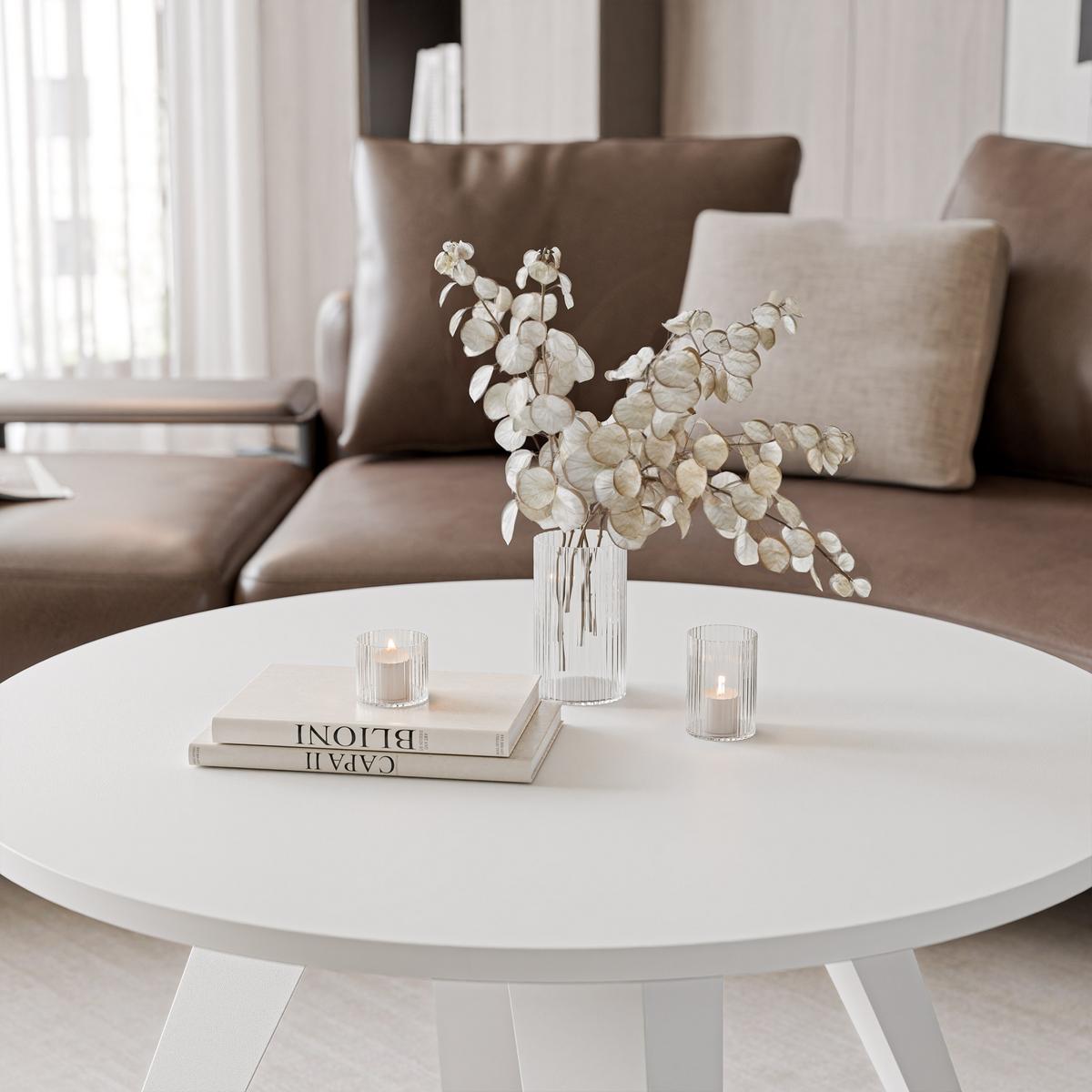 COUCHTISCH FERRO 75/50 cm runden, Weiß / Arktisweiß - Weiß, Metall (75/75/50cm) - Idohome