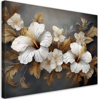 WANDBILD hibiskus blume natur - Weiß, Textil (60/40cm) - Feeby