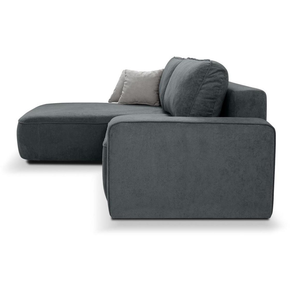 ECKSCHLAFSOFA Torre dunkelgrau velours links - Dunkelgrau, Textil (258/171cm) - Beautysofa