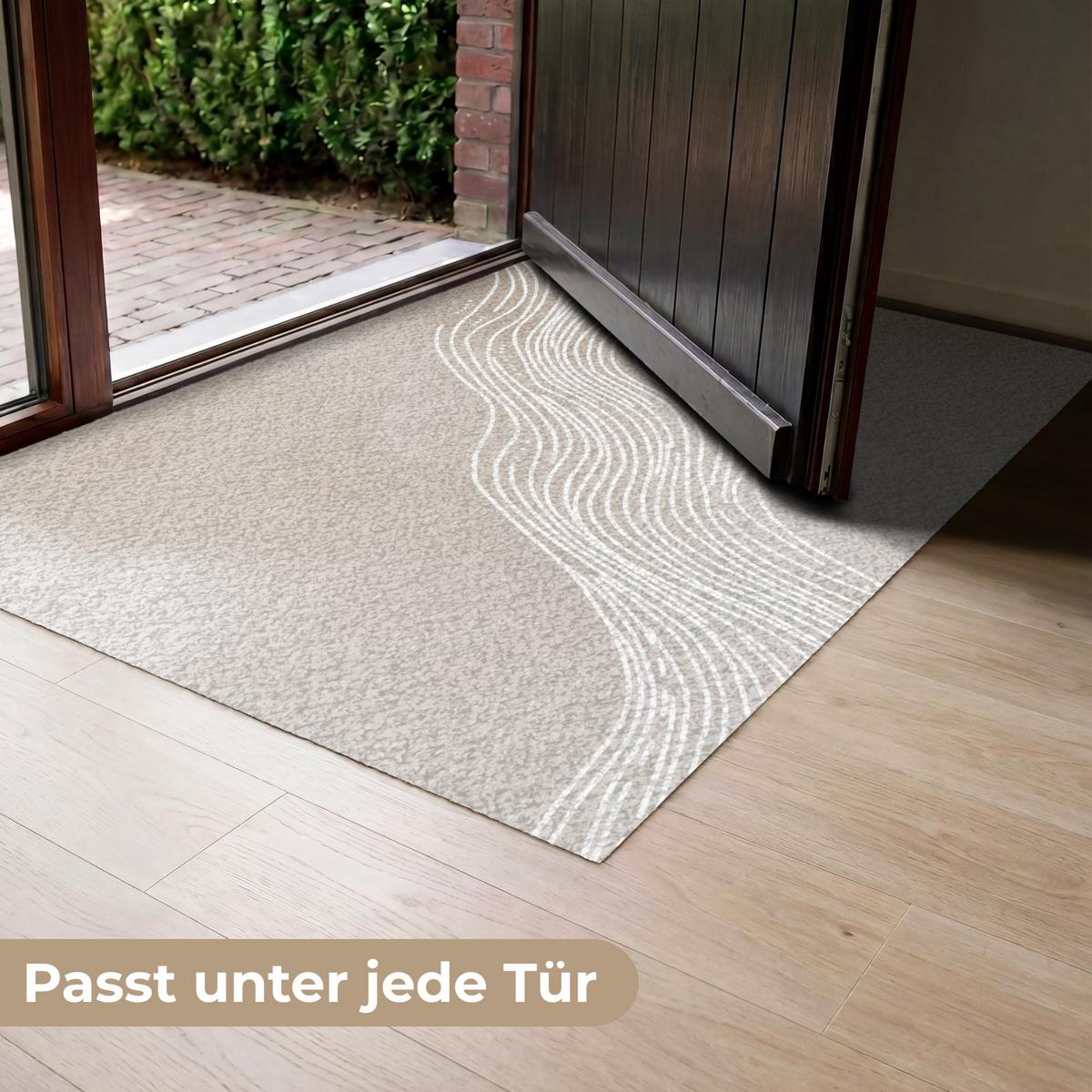 FUSSMATTE Wellenlinien - Fließend - Sandfarben Fußabtreter 120x80 cm - Beige, Kunststoff (120/0.4cm) - MuchoWow