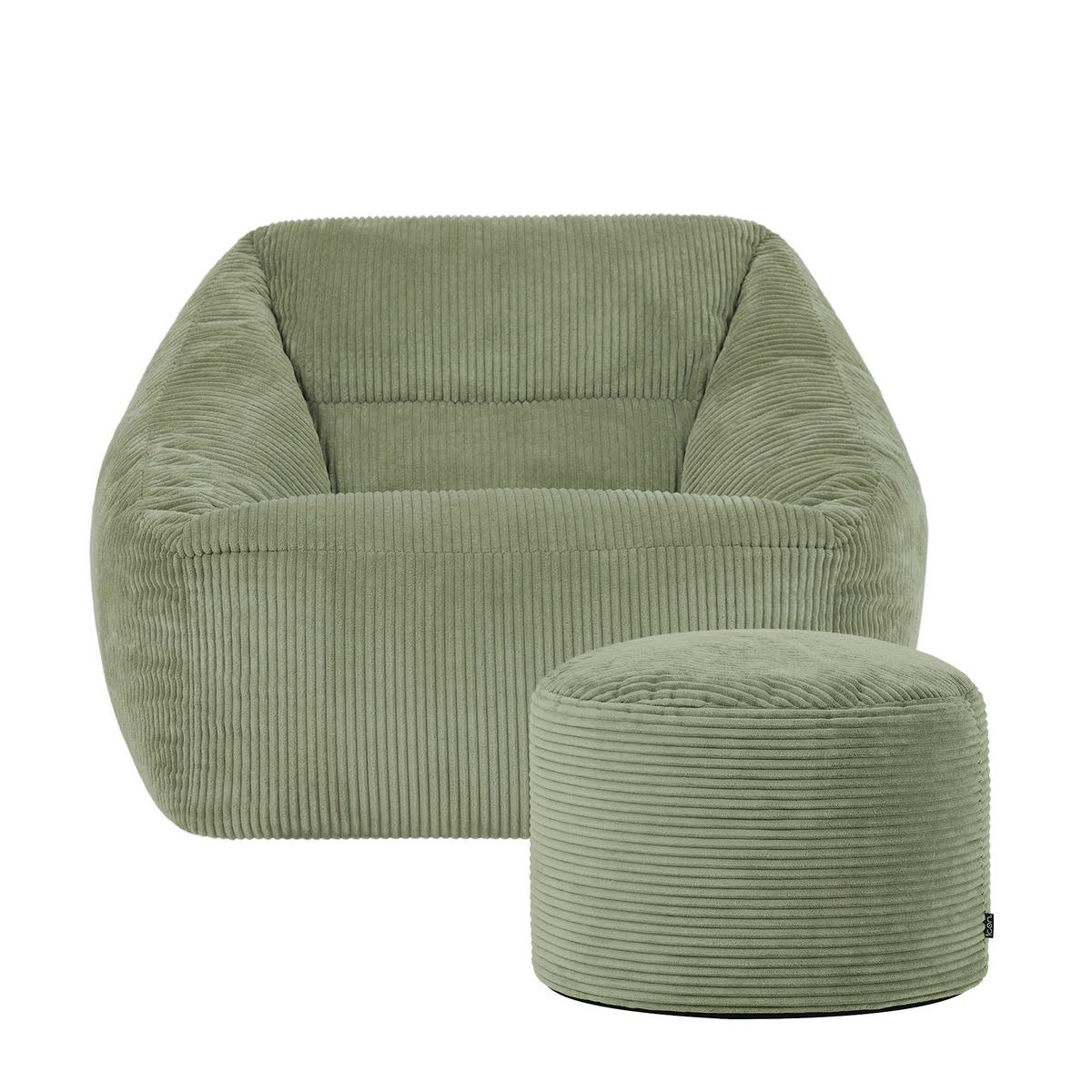 SITZSACK Sessel Natalia mit Sitzpouf - Salbeigrün, Textil (97/73/84cm) - icon