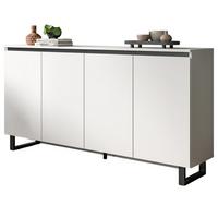 SIDEBOARD Weiß mit Schwarz, Kommode 4 Türen / 8 Fächer 160 cm mit Soft-Close - Schwarz/Weiß, Holzwerkstoff/Metall (160/84/36cm) - Inn.Furn