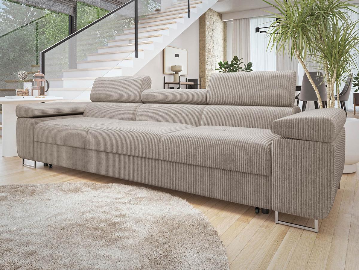 SCHLAFSOFA Torezio 3 Bis Cord - Sahara, Holz/Textil (263/90/102cm) - MIRJAN24