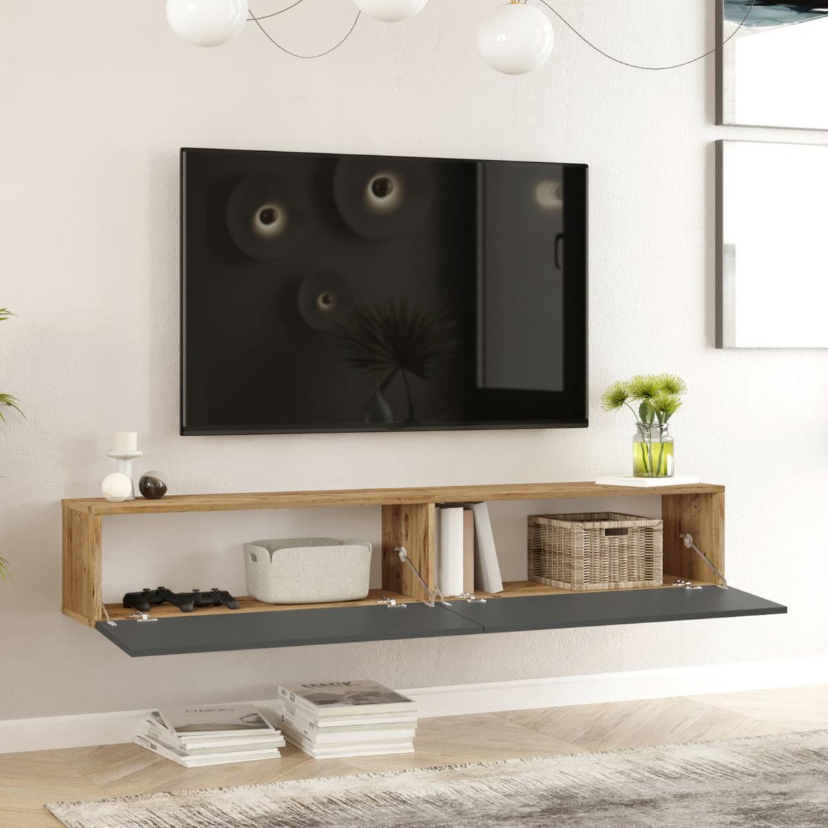 TV-ELEMENT Lapinlahti - Dunkelgrau, Holzwerkstoff (180/29.5/31.5cm) - [en.casa]