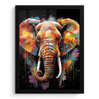 POSTER MIT RAHMEN Elefant - Graffiti - Schwarz - Tiere - Farben Bilderrahmen 30x40 cm - Schwarz, Papier (30/40cm) - MuchoWow