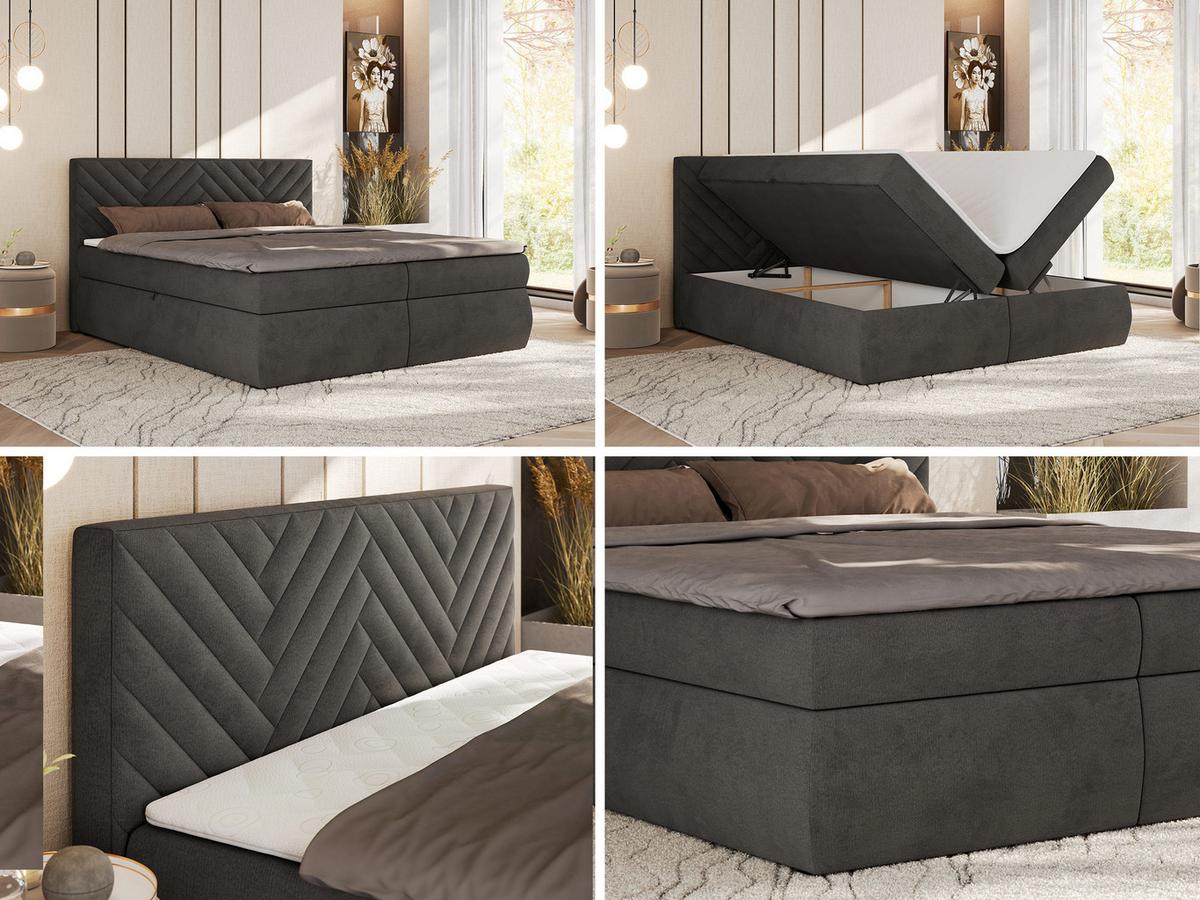 BOXBETT AVERTA 180/200 - Dunkelgrau Velvet - H3 - Dunkelgrau, Textil (180/200cm) - MKS