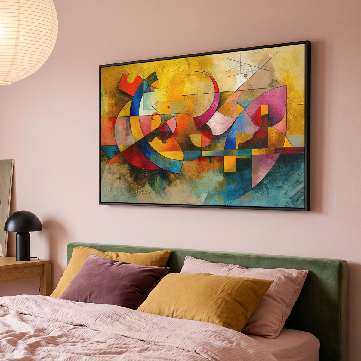 LEINWAND Bilder mit Rahmen - Kunst - Abstrakt - Modern - 120x80 - Gelb, Textil (120/80cm) - MuchoWow