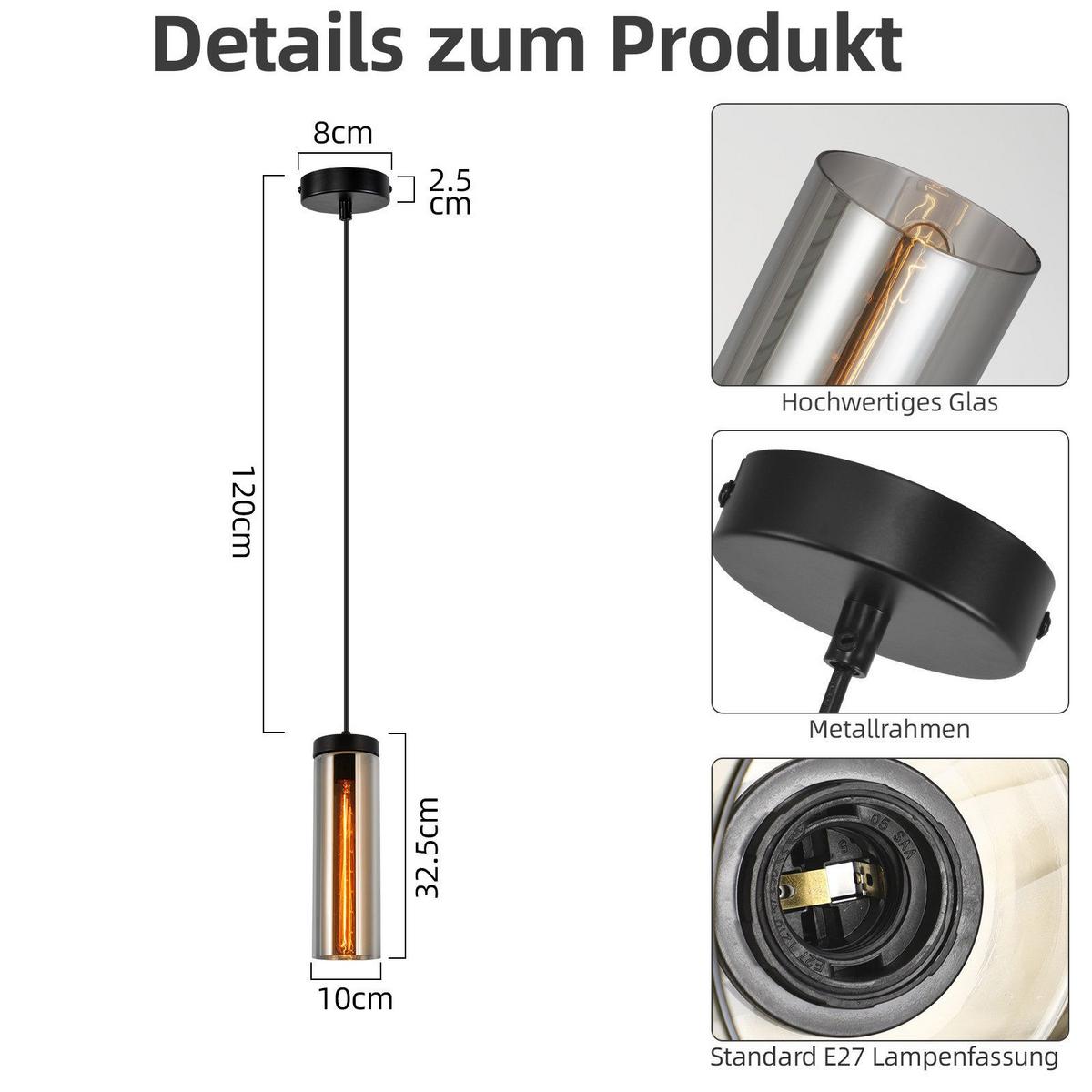 PENDELLEUCHTE Marple 8/8/158 cm - Schwarz, Metall (8/8/158cm) - Nettlife