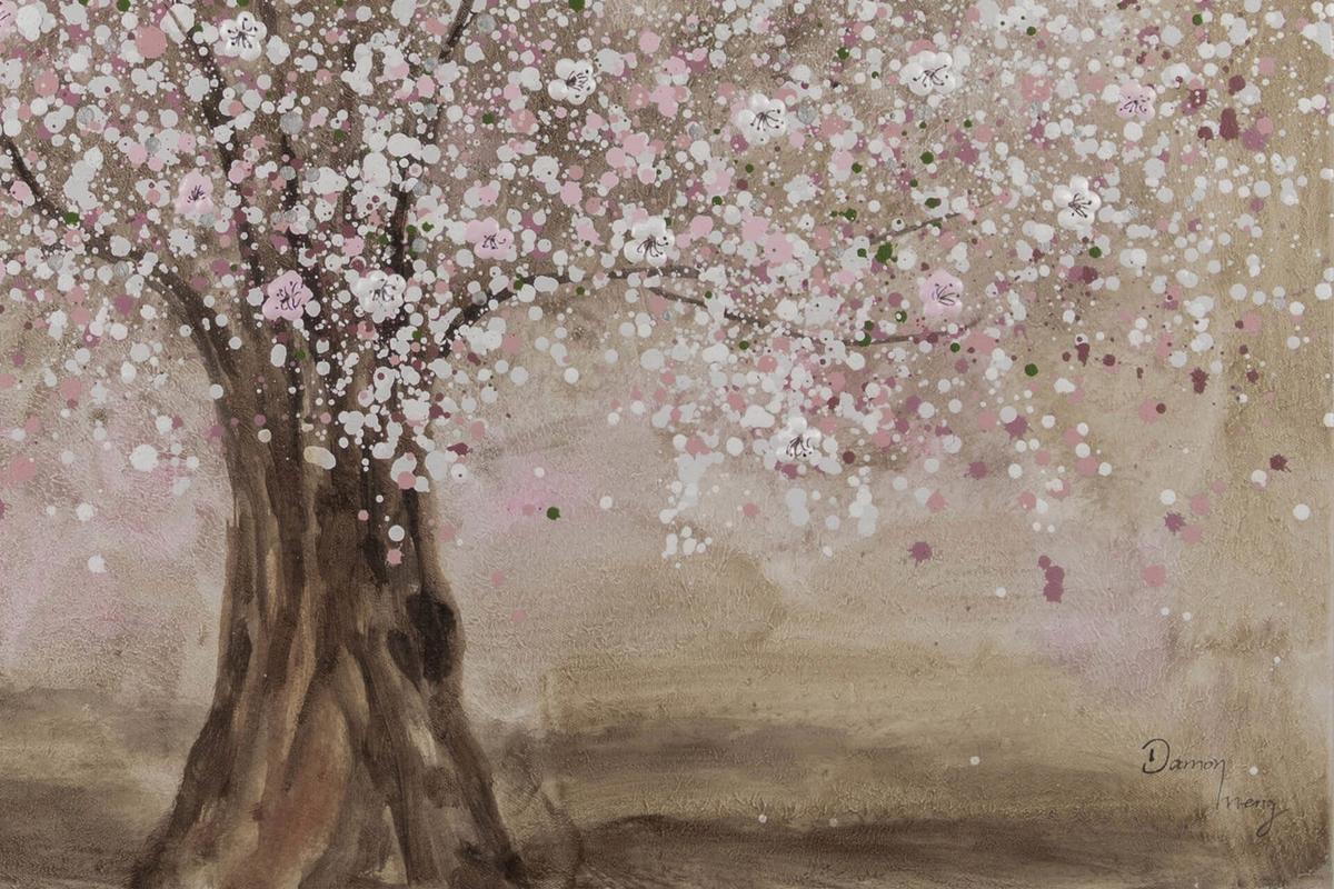 ACRYLBILD HANDGEMALT 80/80 cm - Pink/Braun, Holz/Textil (80/80cm) - KUNSTLOFT