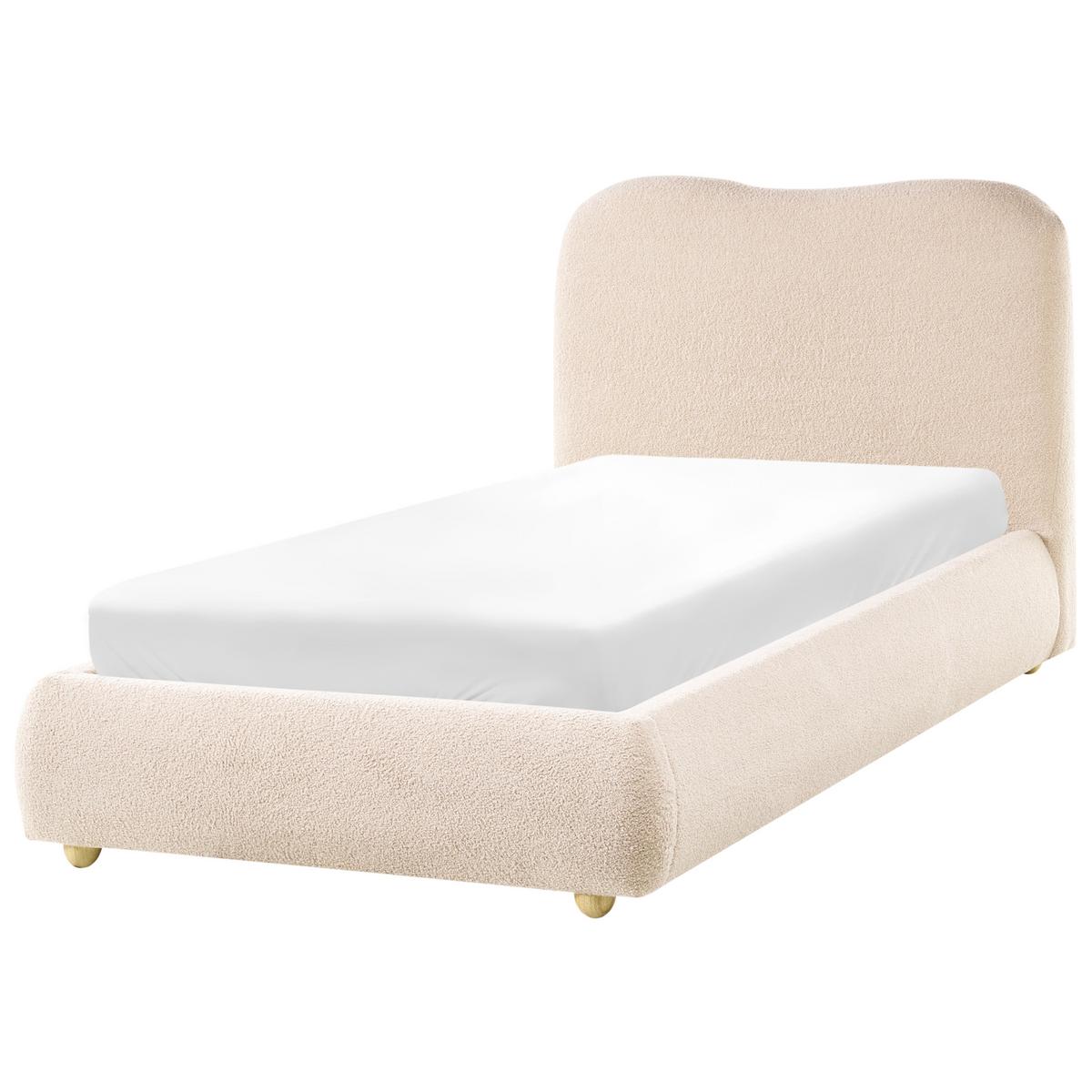 BETT mit Stauraum 90/200 cm Hellbeige Blagnac - Beige/Braun, Textil (90/200cm) - Beliani