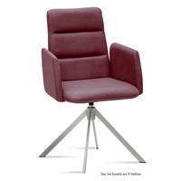 ARMLEHNSTUHL drehbar (8er-Set) Dulcia 52x92x60 Edelstahl/Marsala - Edelstahlfarben/Brombeere, Kunststoff (60/92/52cm) - 58aufmkessel