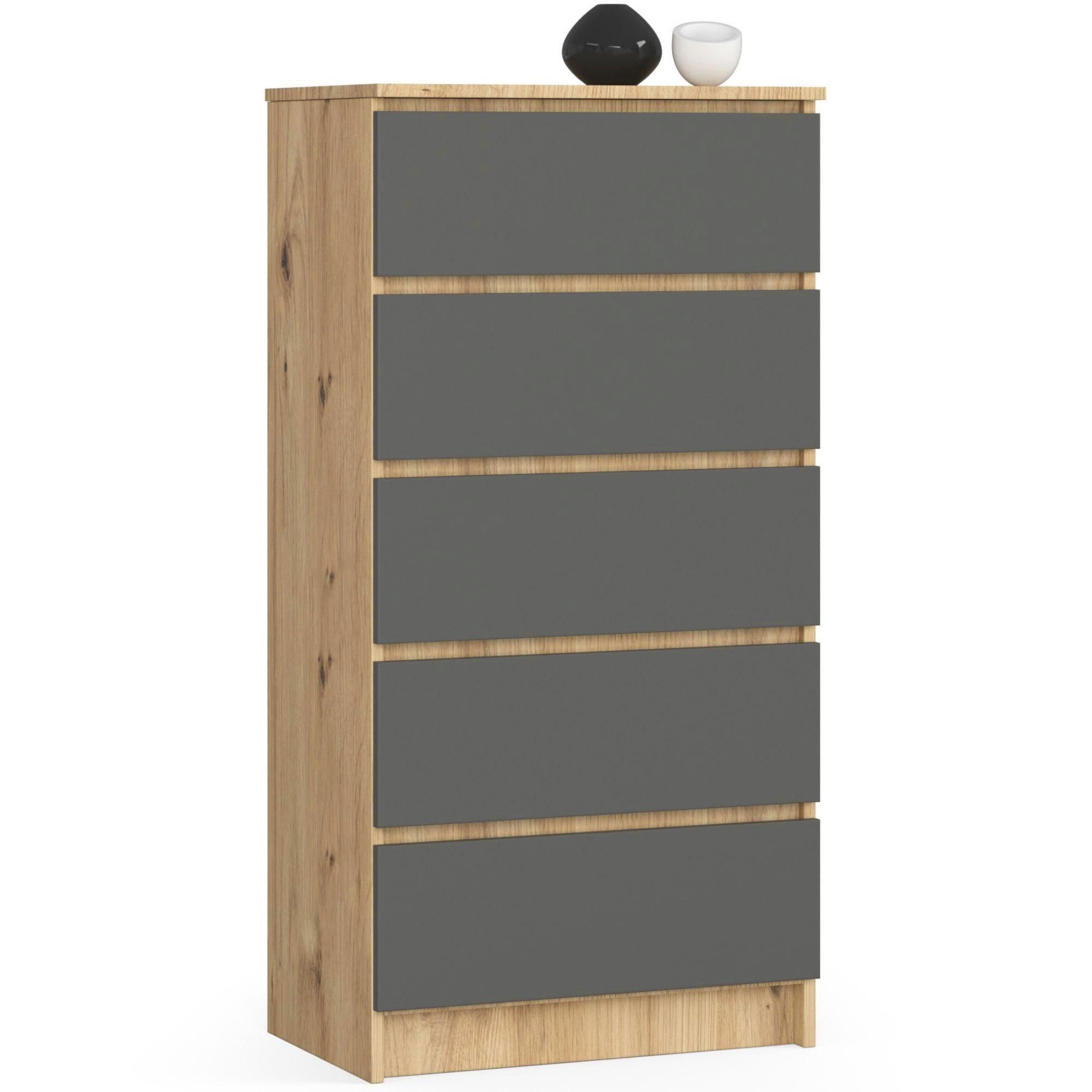 KOMMODE Eiche Artisan, Graphit Grau 121/60/40 - Eiche Artisan, Holzwerkstoff (60/121/40cm) - RAUMHIRSCH FURNITURE