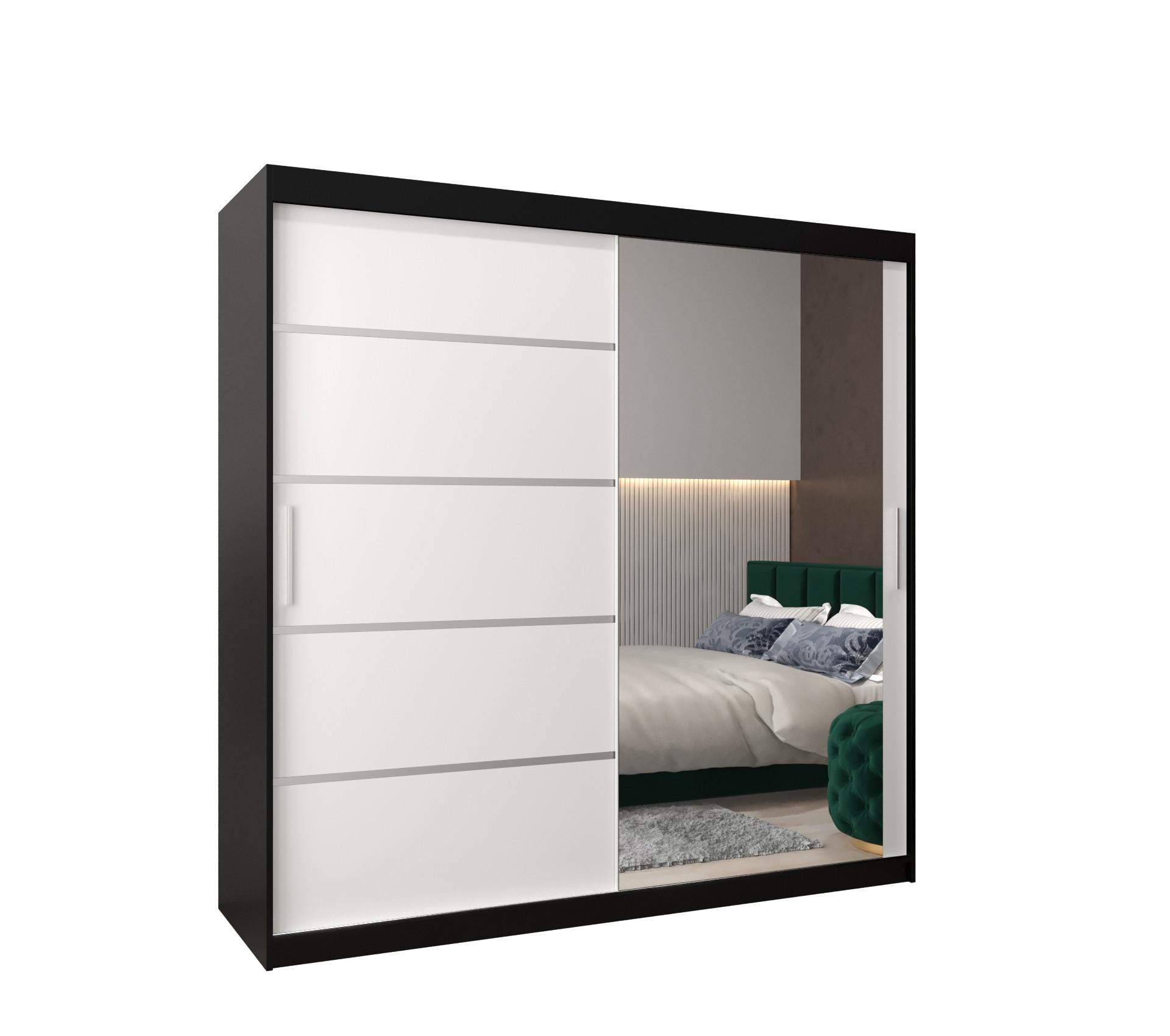 SCHWEBETÜRENSCHRANK 200/200/62 2-türig - Silberfarben/Schwarz, Holz/Kunststoff (200/200/62cm) - MÖBEL KRYSPOL