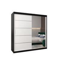 SCHWEBETÜRENSCHRANK 200/200/62 2-türig - Silberfarben/Schwarz, Holz/Kunststoff (200/200/62cm) - MÖBEL KRYSPOL