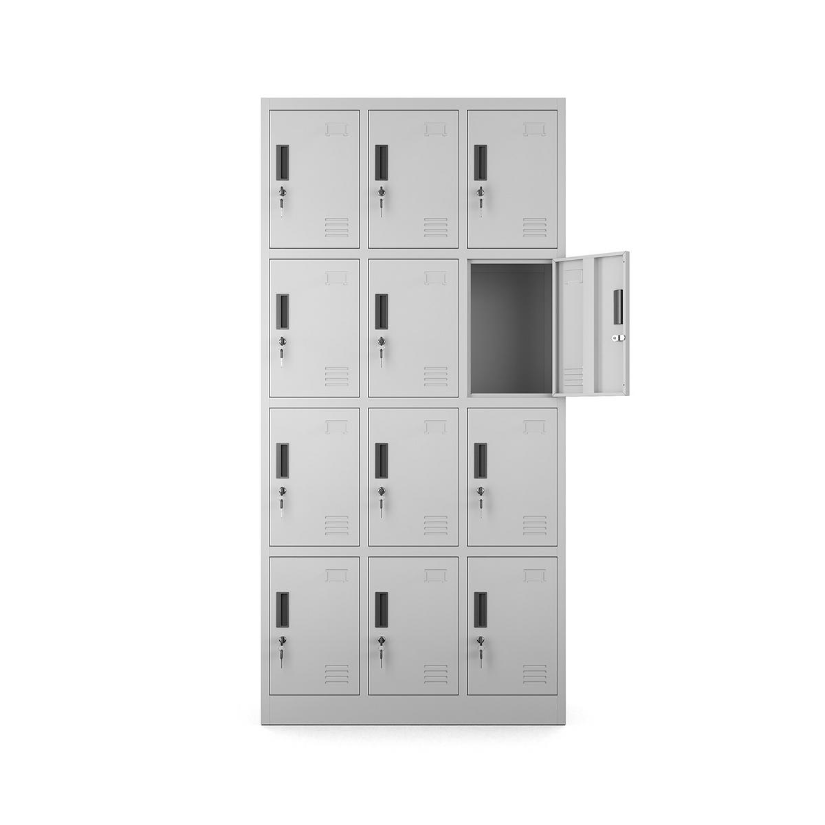 MEHRZWECKSCHRANK mit 12 Fächer Hellgrau Stahl 90x185x40cm - Hellgrau, Metall (90/185/40cm) - Muralo
