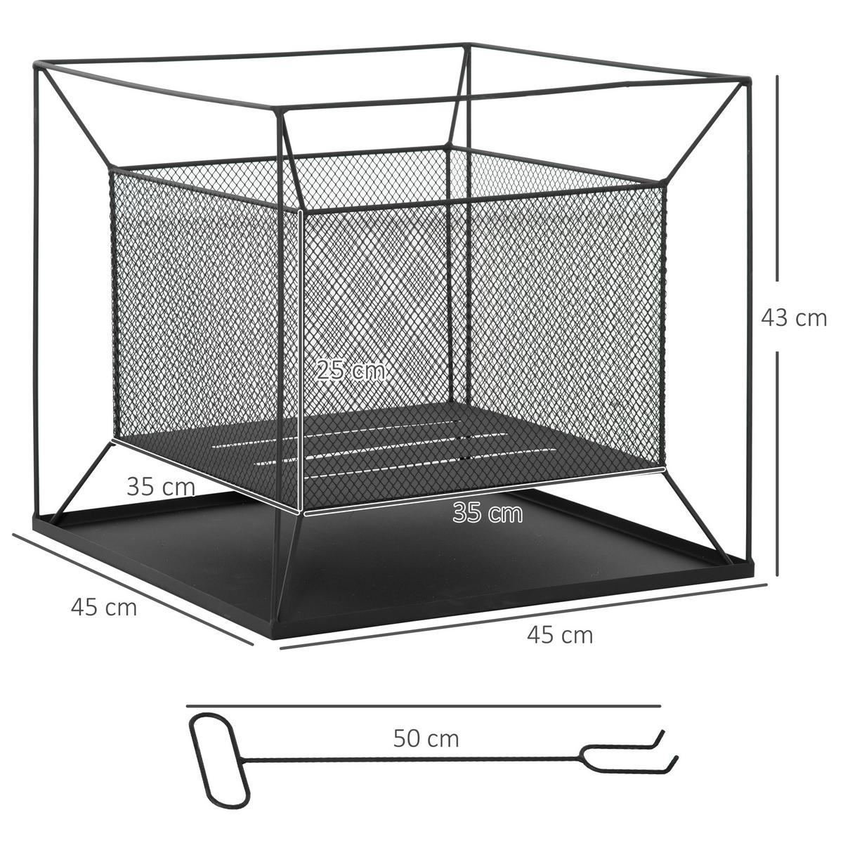 FEUERSCHALE, Metall, Schwarz - Schwarz, Metall (45/43/45cm) - Outsunny