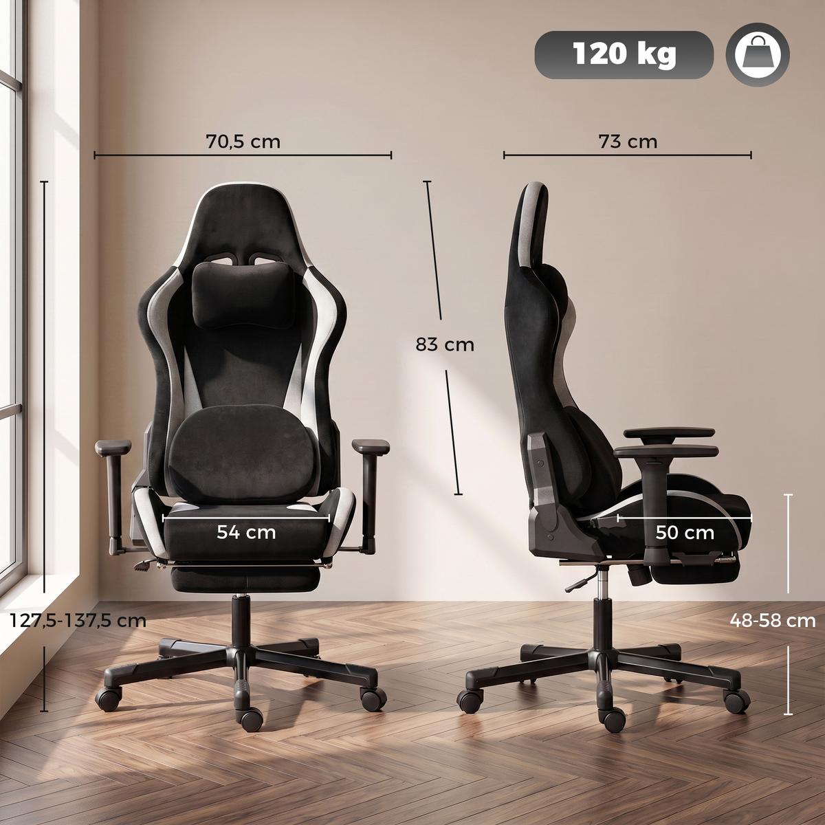 GAMING-STUHL Polyester Schwarz - Schwarz, Kunststoff/Textil (73/137.5/70.5cm) - HOMCOM