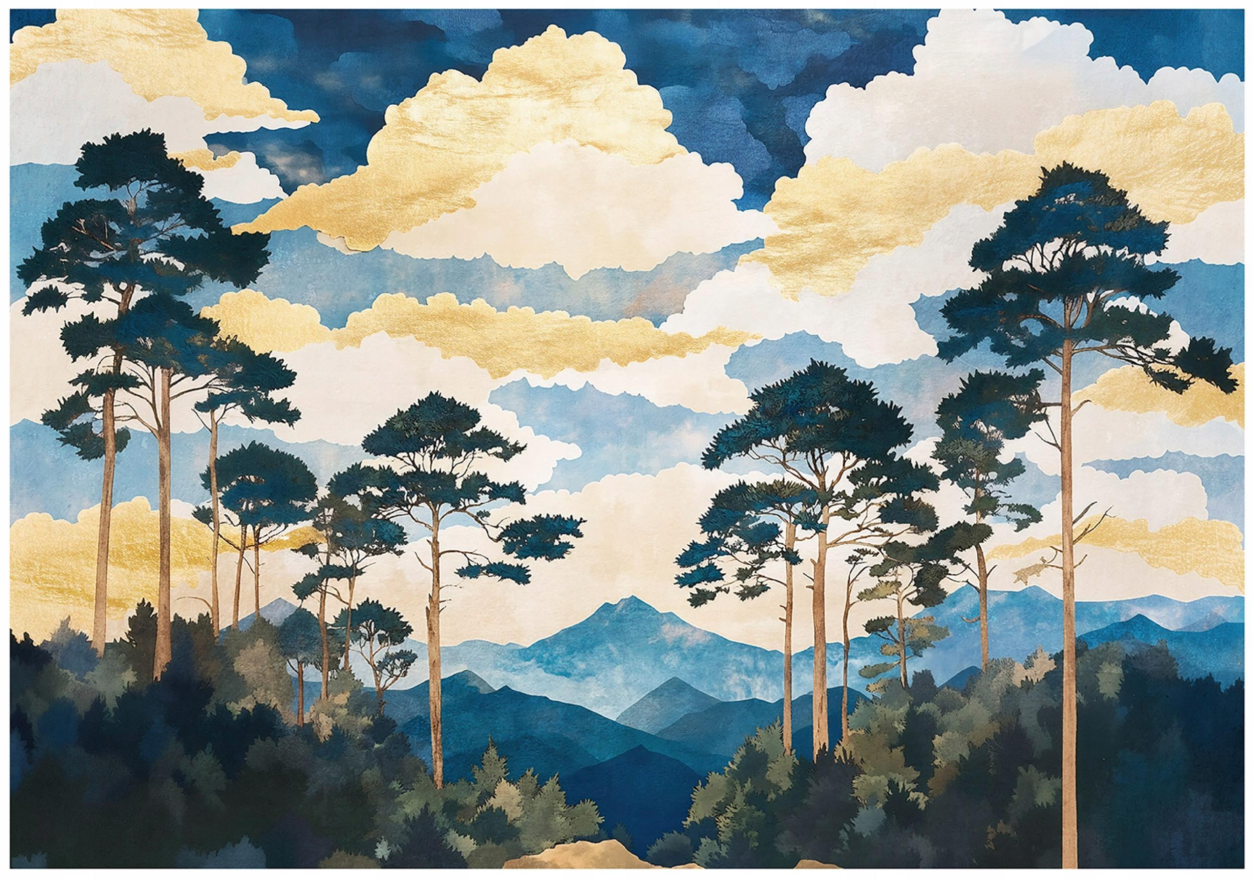 FOTOTAPETE Wald Natur Bäume Wohnzimmer 200x140 - Multicolor, Papier (200/140cm) - Wallarena