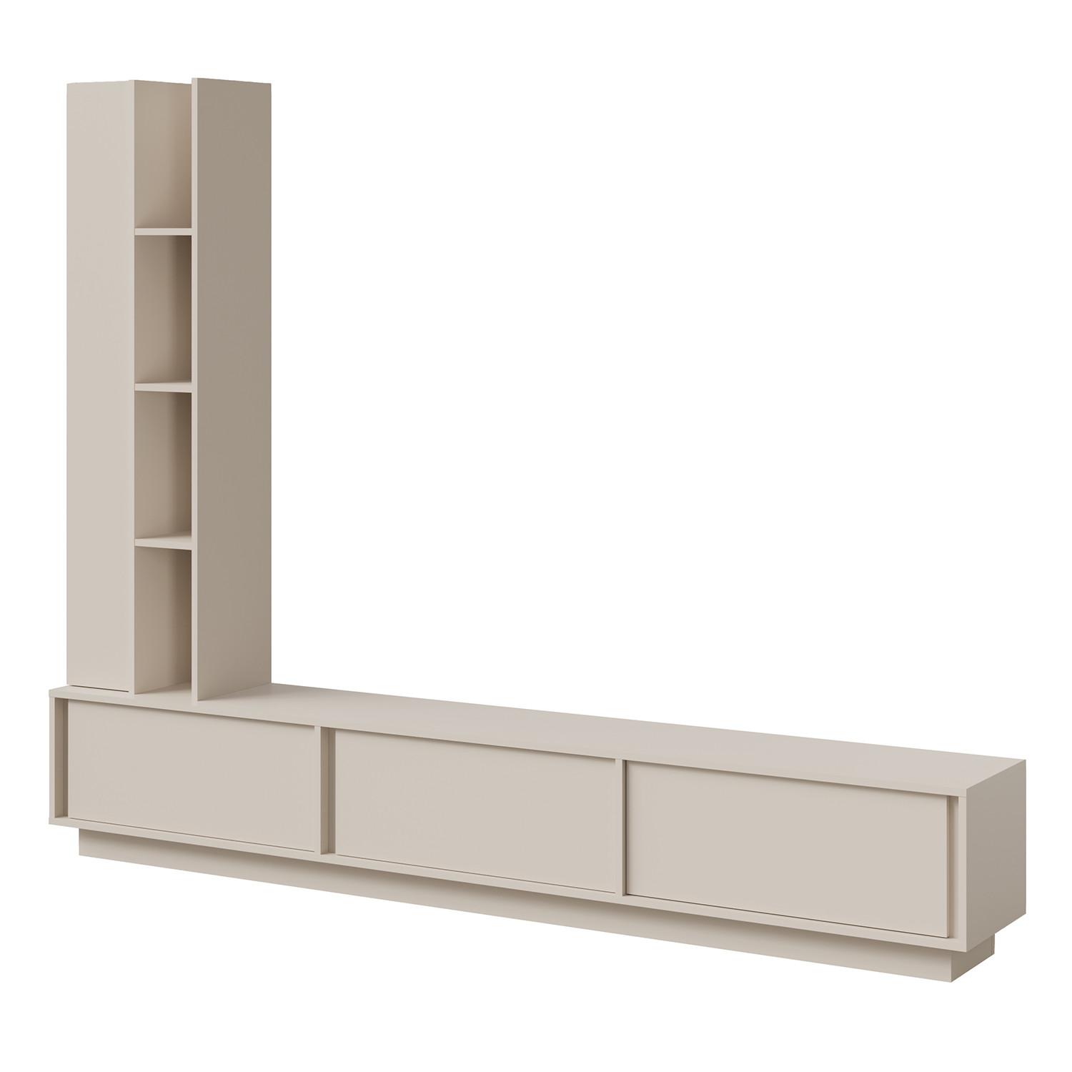 WOHNWAND Vero 2-teilig Wohnzimmer-Set mit TV-Lowboard und Hochschrank, Kaschmir - Kaschmir, Holzwerkstoff (230/185/35cm) - Beautysofa