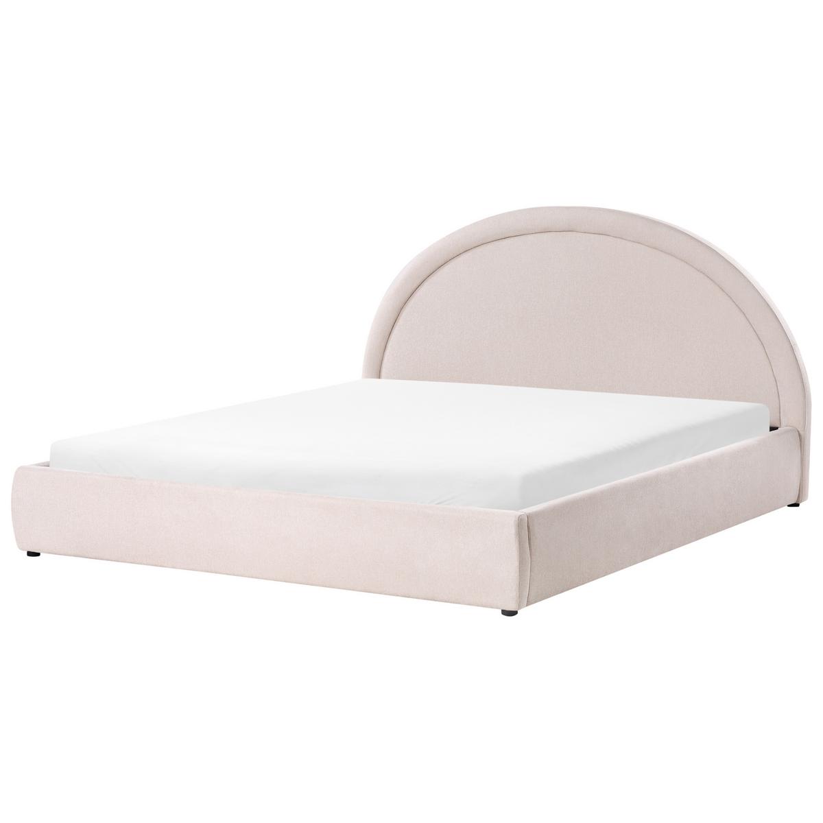 BETT mit Stauraum 180/200 cm Stoff Hellbeige Mouzon - Beige, Textil (180/200cm) - Beliani
