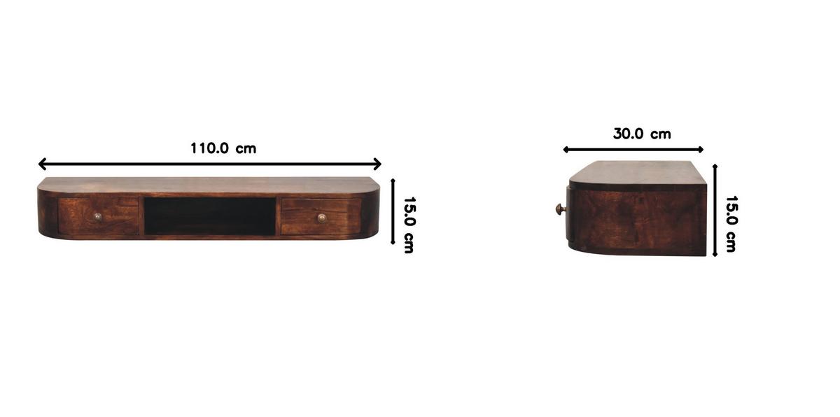 KONSOLENTISCH Kastanien-Finish, 2 Schubladen, 1 offenes Regal, Dunkelbraun - Dunkelbraun, Holz (110/30/15cm) - Artisan Furniture